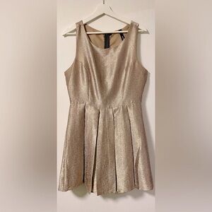 ESTAM Gold/Copper Lamé Metallic Skater Dress - Size US L